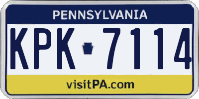 PA license plate KPK7114