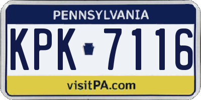 PA license plate KPK7116