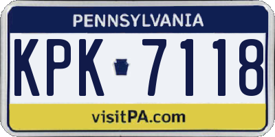 PA license plate KPK7118