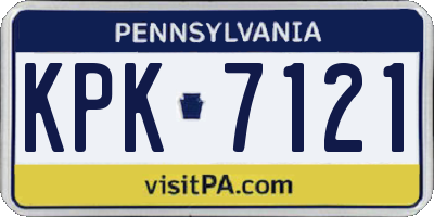 PA license plate KPK7121