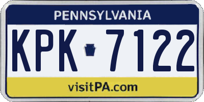 PA license plate KPK7122