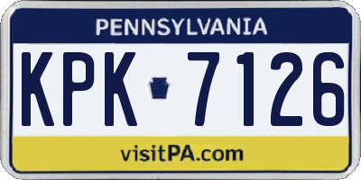 PA license plate KPK7126