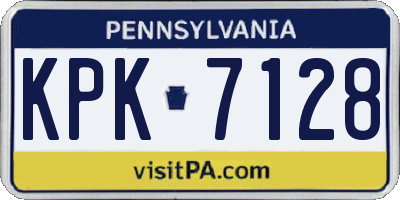PA license plate KPK7128