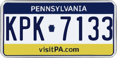PA license plate KPK7133