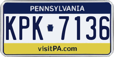 PA license plate KPK7136