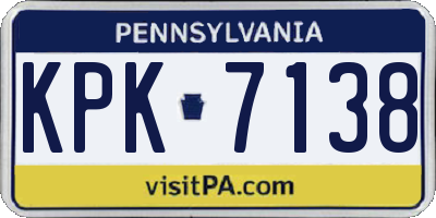 PA license plate KPK7138