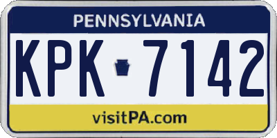PA license plate KPK7142