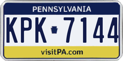 PA license plate KPK7144