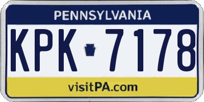 PA license plate KPK7178