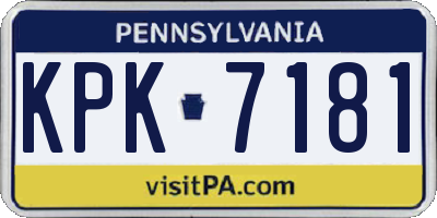 PA license plate KPK7181