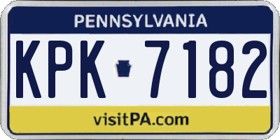 PA license plate KPK7182