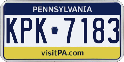 PA license plate KPK7183