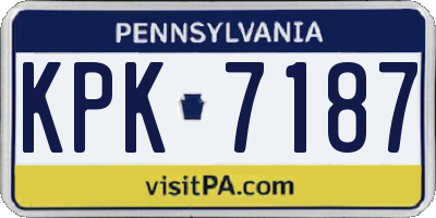 PA license plate KPK7187