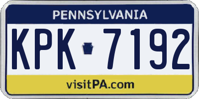 PA license plate KPK7192