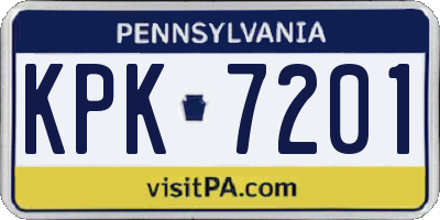PA license plate KPK7201