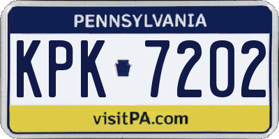 PA license plate KPK7202