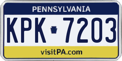PA license plate KPK7203