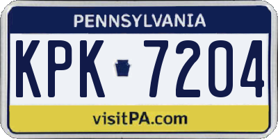 PA license plate KPK7204