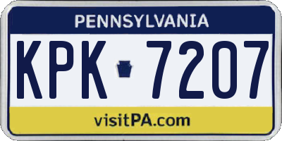 PA license plate KPK7207