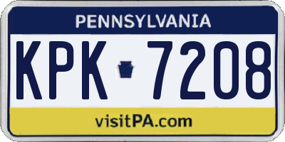 PA license plate KPK7208