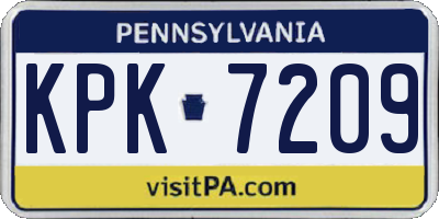 PA license plate KPK7209