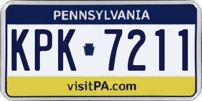 PA license plate KPK7211