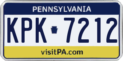 PA license plate KPK7212