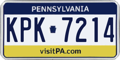 PA license plate KPK7214