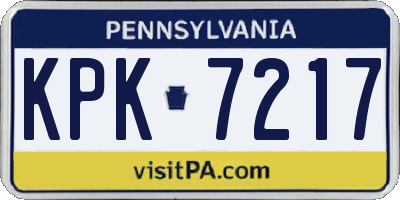 PA license plate KPK7217