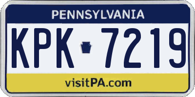 PA license plate KPK7219
