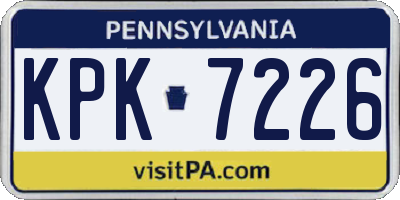 PA license plate KPK7226