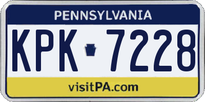 PA license plate KPK7228