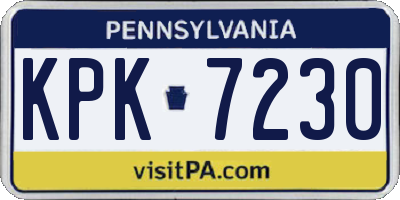 PA license plate KPK7230