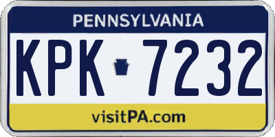 PA license plate KPK7232