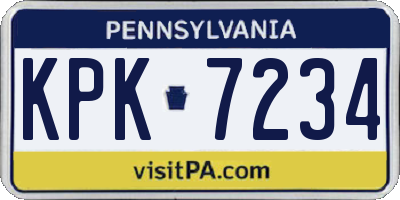 PA license plate KPK7234