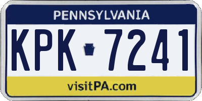 PA license plate KPK7241
