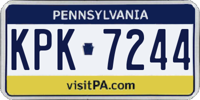 PA license plate KPK7244