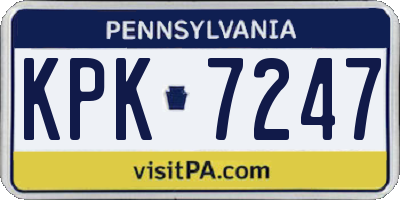 PA license plate KPK7247