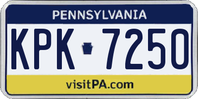 PA license plate KPK7250