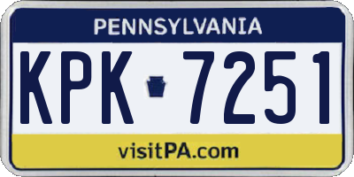 PA license plate KPK7251