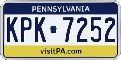 PA license plate KPK7252