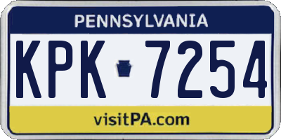 PA license plate KPK7254