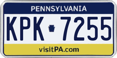 PA license plate KPK7255