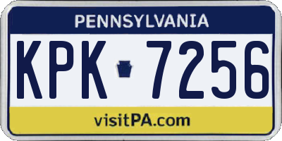 PA license plate KPK7256