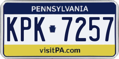 PA license plate KPK7257