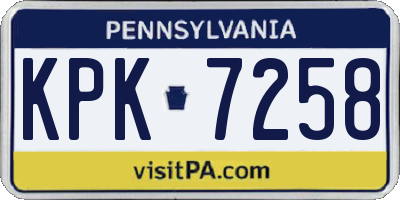 PA license plate KPK7258
