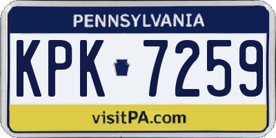 PA license plate KPK7259