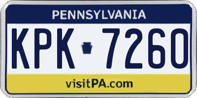 PA license plate KPK7260