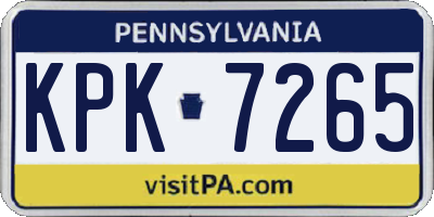 PA license plate KPK7265