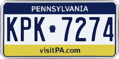 PA license plate KPK7274